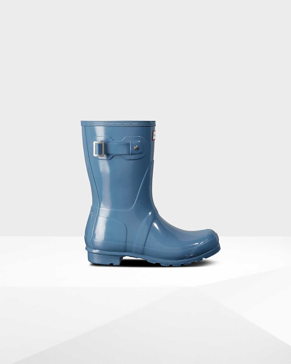 Botas De Agua Mujer - Hunter Original Short Gloss Mid-Calf Azules - QKCLSJ-976 - Azules